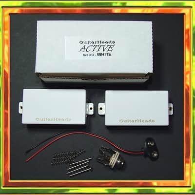 GuitarHeads Active Humbucker Pickups - Bridge/Neck Set of 2 - WHITE image 2