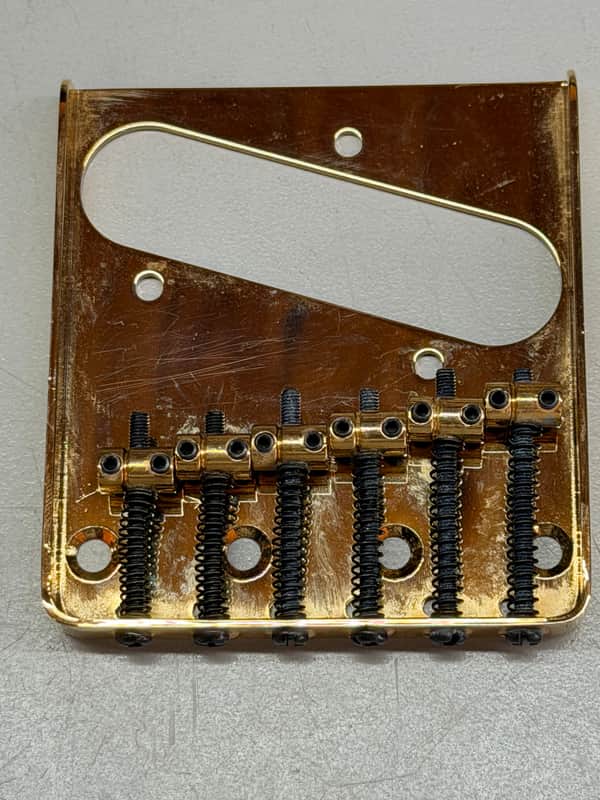 Vintage Style 6 Saddle Telecaster Bridge - Gold image 1