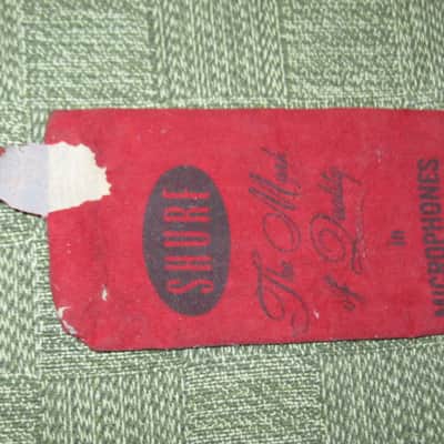 vintage Shure microphone pouch 1960s / 1970s - Outer areas: red thin velvet with black graphic / Inner areas: tan thin canvas (11 & 1/8" x 3") image 5