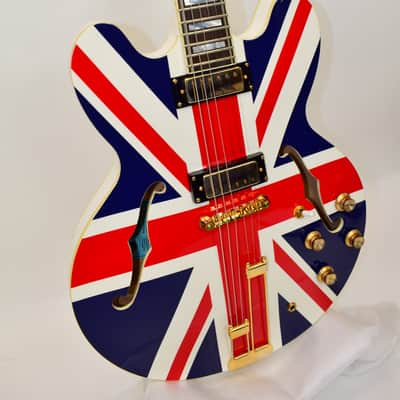 2014 Epiphone Union Jack Sheraton (Model E212T) Semi-Hollow Electric Guitar w/ Case & COA image 3