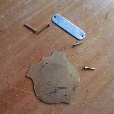 National Guitar Logo Emblem Brass Enameled headstock logo with Serial Number plate. image 3