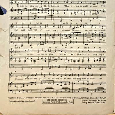 (USED/VINTAGE Sheet Music) The Old Lamp-Lighter - Sammy Kaye - Piano/Vocal/Chord Names image 2