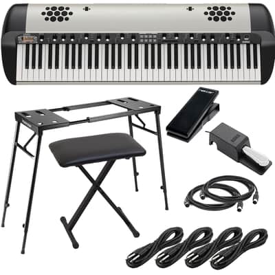Korg SV-2SP 73-Key Stage Piano w/ Speakers (Creme) (Korg DS-2H Included),Neewer Keyboard Stand, Bench, Nektar NX-P, (4) 1/4 Cable, (2) Midi Cable Bundle