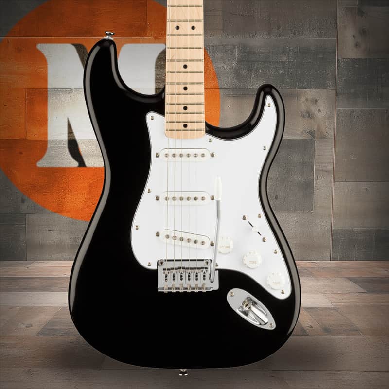 Squier Affinity Series Stratocaster - Maple Fingerboard - White Pickguard - Black image 1