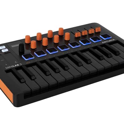 Arturia MiniLab 3 Champagne — 25 Key USB MIDI Keyboard Controller With 8 Multi-Color Drum Pads, 8 Knobs and Music Production Software Included image 5