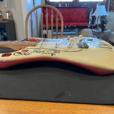 Fender Limited Edition Jimi Hendrix Artist Series Signature Monterey Pop Festival Graphic Stratocaster 2017 Strat PF Pau Ferro Fingerboard Fretboard Beautiful Upgrade Custom Fender Case Velour with Candy! image 10