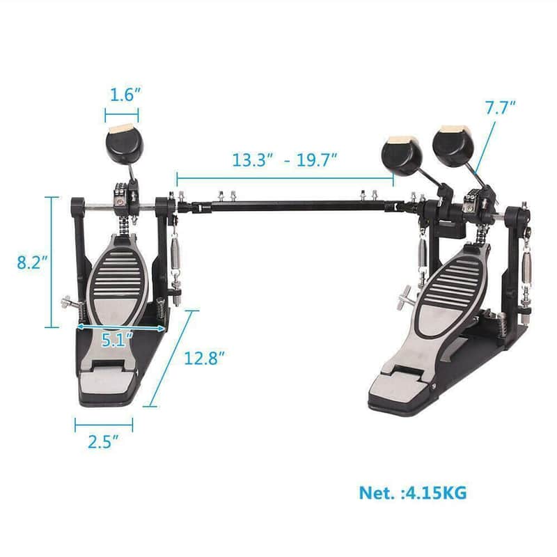 Double Bass Drum Pedal Kick Twin Dual Chain Drive Percussion for rock Music image 1