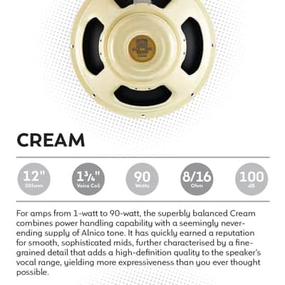 Celestion CREAM 12" 8ohm 90W Alnico Magnet Guitar Speaker 100dB 75Hz T5953 image 1