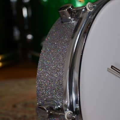Wall Hanging 12" Drum Clock - Non-ticking - Silver Sparkle image 3