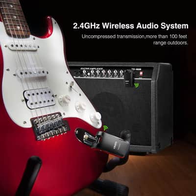 LEKATO 2.4Ghz  Wireless Audio Dual Track Guitar Transmitter Receiver System 1/4" & 1/8" Plug image 4