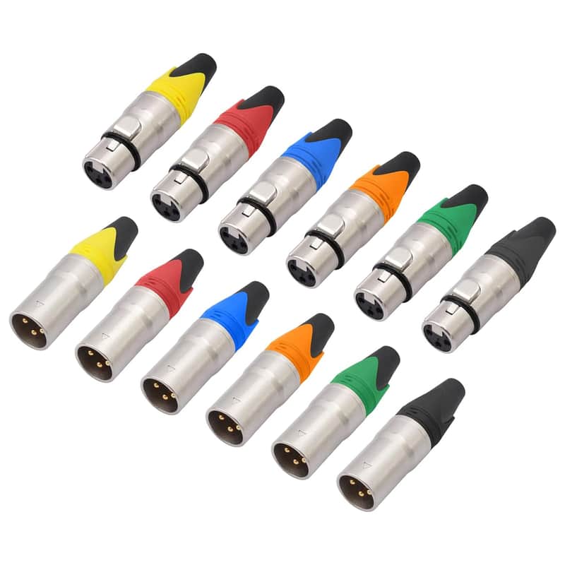 12-Piece 3 Pin Xlr Solder Type Connector - 6 Male And 6 Female Plug Connector,Microphone Audio Socket, Zinc Alloy Shell,Copper Needle Gold Plated Connector High Conductivity image 1