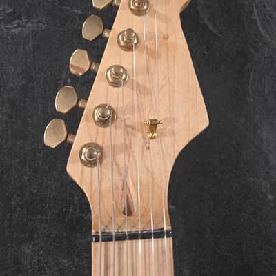 Custom Stratocaster Style Electric Guitar Moto- Pearloid Top And Gold Hardware image 8