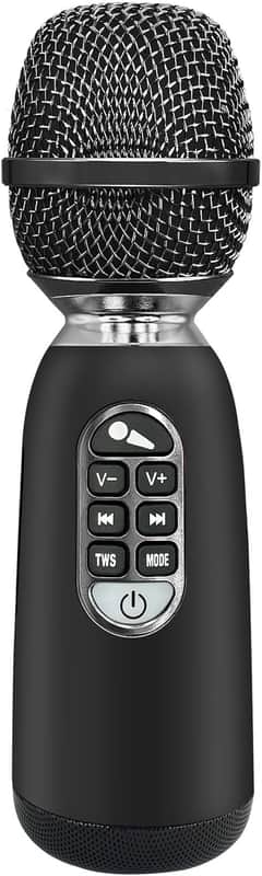Wireless Bluetooth Microphone with 20W High Power, DSP Chip for Clear Sound, Dual Mic Connectivity for Duet Singing, One-Click Vocal Reduction, TF Card Support, Voice Recording(Black) image 1