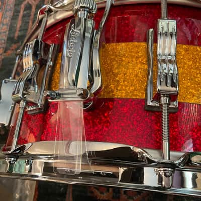 Ludwig 6.5” x 14” Classic Maple Snare Drum - Tri-Band Red & Gold Sparkle image 5