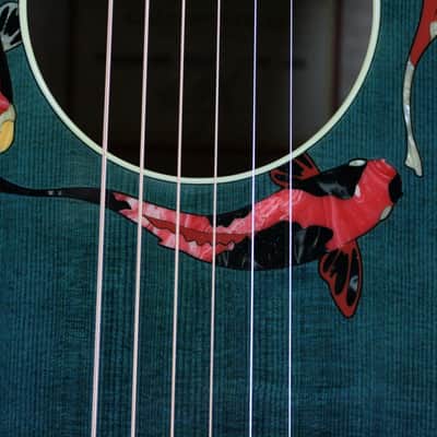 MINT 2000 Taylor GSLJ Living Jewels Aqua Blue Koi Fish Guitar! Bearclaw Quilted GS image 15