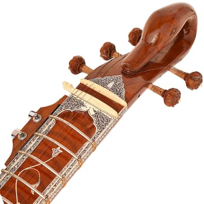 SITAR~RAVI SHANKAR STYLE~7 STRINGS~SWAN NECK~DESIGNER TUN WOOD~PICKUP TO CONNECT WITH AMPLIFIER~FLAT~WITH GIG BAG, MIZRABS & STRINGS image 9