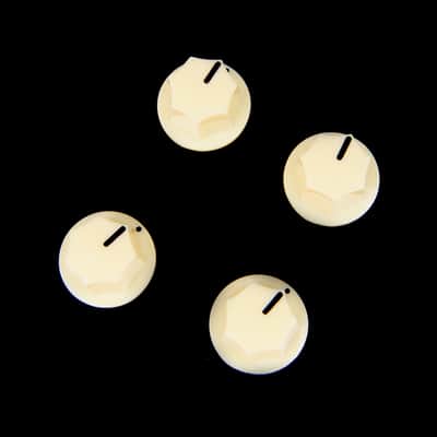 4x Control Knobs For Jaguar Mustang Style Guitar JB or Pedal, 1/4" Shaft, Cream (adjustable)