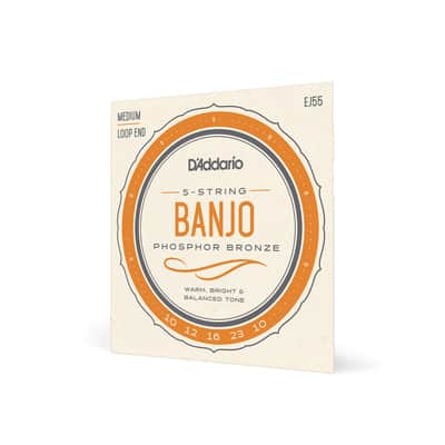 D'Addario EJ55 5-String Banjo Strings, Phosphor Bronze, Medium, 10-23 image 1
