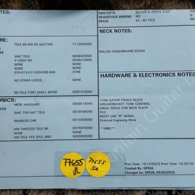 2023 Fender Custom Shop - 61 Tele NOS MBD - Olympic White - ID 5702 image 24