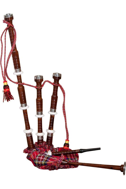 Roosebeck BAGCRT-2 Full Size Sheesham Bagpipe w/Tartan Cover,2 Cane Pipe Chanter Reeds & Aluminum Drone image 1