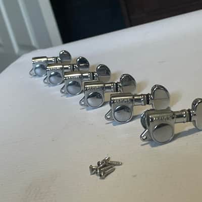 1980's Era Grover USA Mini Rotomatic Chrome Guitar 6 In Line Tuners Tuning Pegs Machine Heads image 1