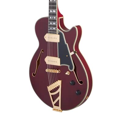 D'Angelico Deluxe SS Baritone Satin Trans Wine w/Case image 5