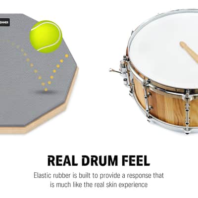 Drum Practice Pad 8 Inches, Silent Practice Drum Pad 2-Sided With Drum Sticks - Gray image 2