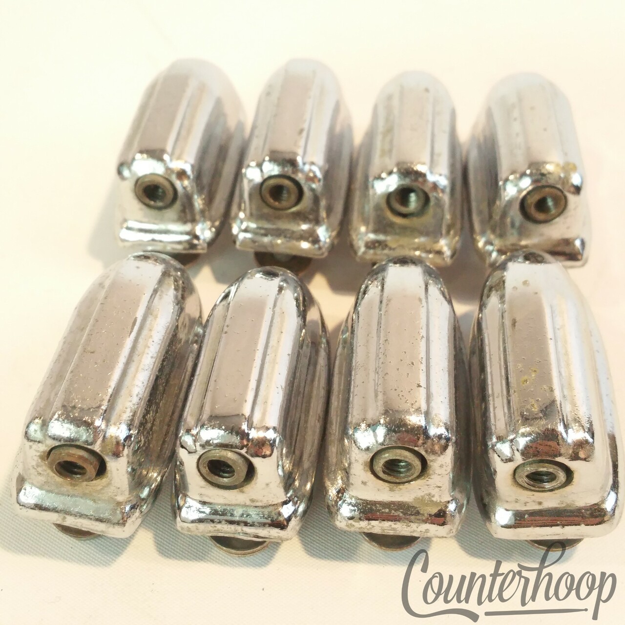 Kent 8x Floor Tom Drum Lugs 14",16" Chrome Set Vintage 60s-70s USA Beavertail* — main photograph