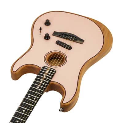 Fender FSR American Acoustasonic Stratocaster Guitar w/Bag, Ebony FB, Shell Pink, US231XXXX image 2