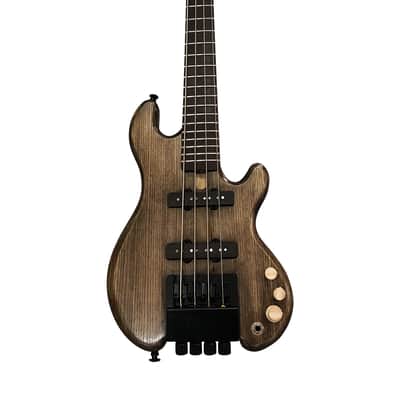 SKS Black Rhino Short Scale 24.5 inches Handmade Headless Electric Bass Guitar Oil Grey image 1