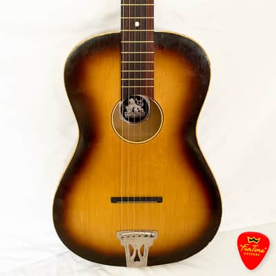 1960s Lignatone Parlor Guitar Vintage Brownburst Acoustic – Made in Czechoslovakia – “Bo” image 3