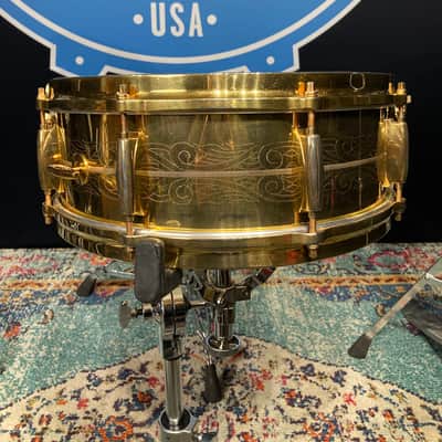Gretsch Holy Grail 1960s Gold Engraved, Round Badge 14x5" Snare Drum. Excellent!! image 10