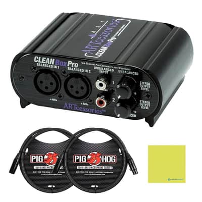 ART CLEANBox Pro Dual Channel Level Converter Bundle with 2x 3ft Pig Hog 8mm XLR Mic Cables & Polishing Cloth – Converts Between Consumer & Pro Line Levels, Balanced & Unbalanced Signals image 1