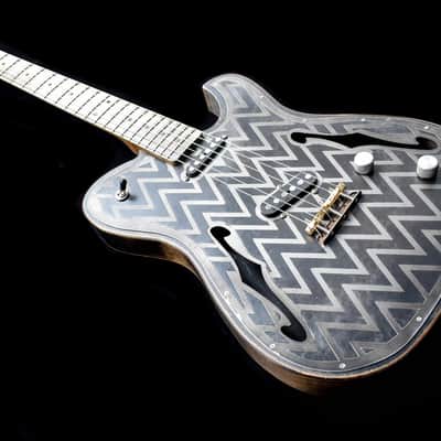 Dax&Co. Ironhorse 2022 Black/Steel Etched Zig-Zag Guitar W/ Hardshell Case & COA! image 3