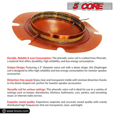 5Core 2 Inch Diaphragm Replacement 10 Pcs Phenolic Voice Coil 51mm + Kapton Former Diameter Horn image 5