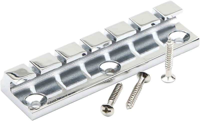 6 String 2.78 x 0.78 x 0.39-Inches Metal Fixed Hardtail Saddle Bridge Top Load Guitar Tailpiece for Strat Tele Electric Guitar, Chrome image 1