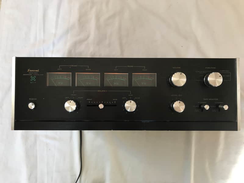Sansui QS-1 1970’s - Black brushed aluminum faceplate, walnut finished veneer top and side image 1