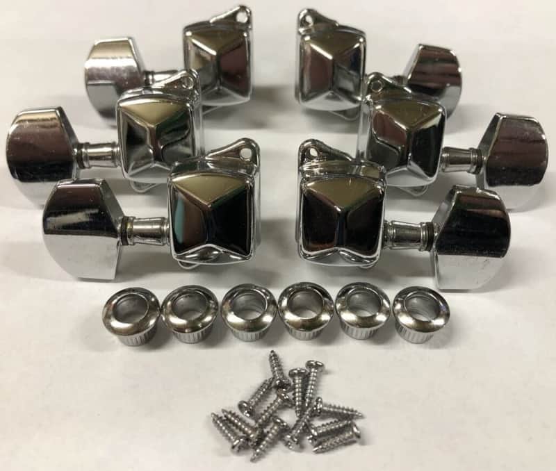Epiphone Full Set of Chrome 3x3 Tuners With Ferrules and Screws image 1