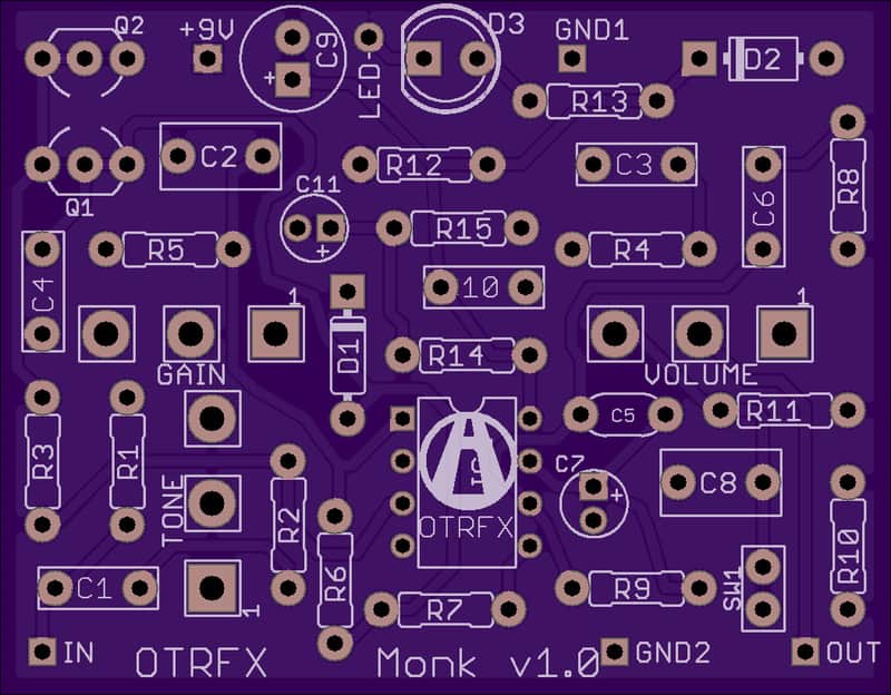 Monk PCB - Build your own Obsessive Compulsive Disorder style overdrive/distortion pedal! image 1