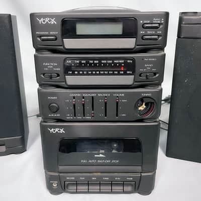 Yorx Model 105 AM/FM Radio & Tape Deck w/ Speakers - 1993 - Black image 2