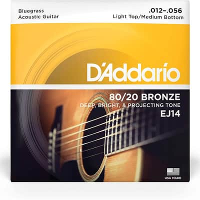D'Addario EJ14 80/20 Bronze Light Top Med Bottom 12-56 Acoustic Guitar Strings image 3
