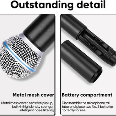 Wireless Microphone System, 4-Channel UHF Cordless Mic Set with Four Handheld Mics,Adjustable Frequency, Long Range 260ft, Ideal for Church,Karaoke,Weddings, Events image 3