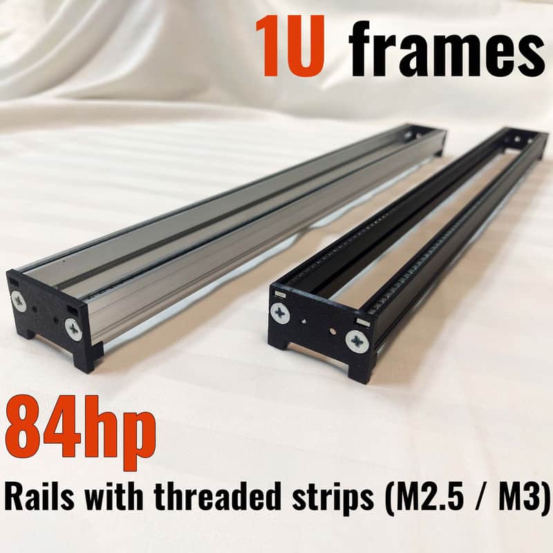 Intellijel 1U 84HP Eurorack Rails Kit with Brackets & Threaded Inserts (Black / Silver) image 1