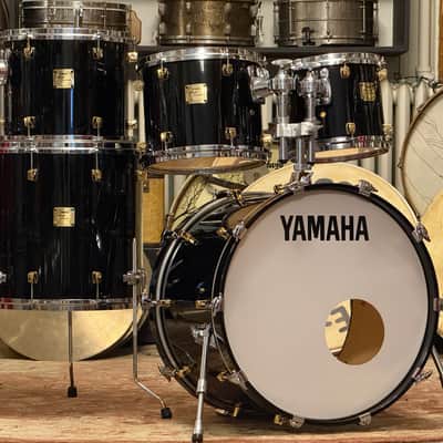 1990's Yamaha Maple Custom 10/12/13/16/22 Black Lacquer Drum Kit image 2