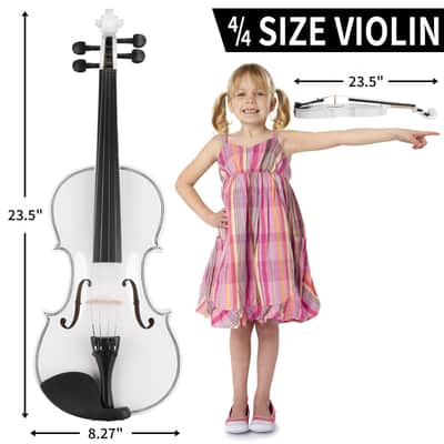 🎅🎄 For Pros and Beginners! Arctic White Violin +Case/Bag +Bow +Wax image 7