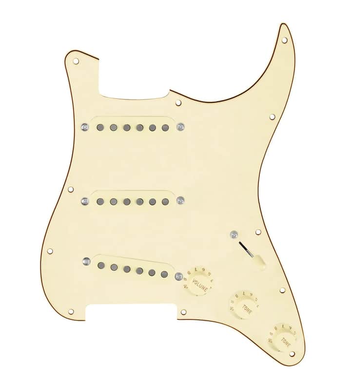 920D Custom Texas Vintage Loaded Pickguard for Strat With Aged White Pickups, Aged White Pickguard, and S5W-BL-V Wiring Harness image 1