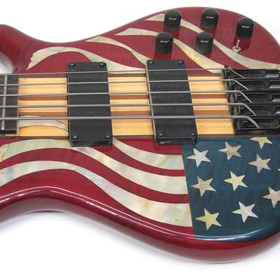 1976 USA Custom Made Electric Bass American Flag Model Red White & Blue Stars & Stripes Inlay wOHSC image 23
