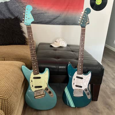 Fender/Warmoth Jag-Stang (w/ Contours) - Teal Green Metallic RELIC by Copacetic Customs image 22