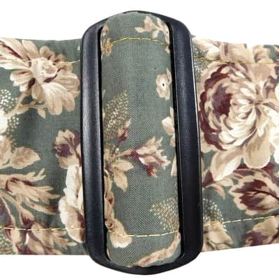 Vintage Sage Rose Handmade Guitar Strap Shades of Green, Brown, Cream, White image 6