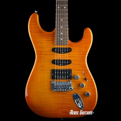 G&L USA Legacy Deluxe Guitar in Honeyburst over Premium Flamed Maple Top image 1